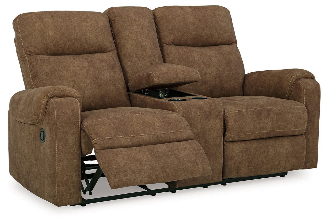 Edenwold - Brindle - Dbl Reclining Loveseat With Console - Tony's Home Furnishings