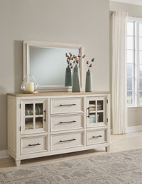 Thumbnail for Shaybrock - Antique White / Brown - Dresser And Mirror - Tony's Home Furnishings