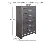 Thumbnail for Lodanna - Gray - Five Drawer Chest - Tony's Home Furnishings