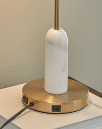 Thumbnail for Rowleigh - Gold Finish / White - Marble Desk Lamp - Tony's Home Furnishings