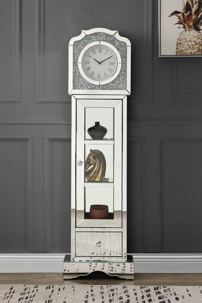 Noralie - Grandfather Clock - Mirrored & Faux Diamonds - Tony's Home Furnishings