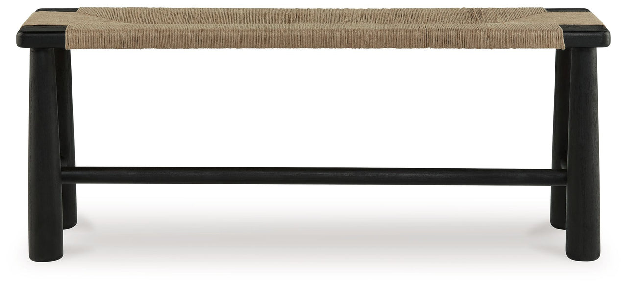 Acerman - Black / Natural - Accent Bench - Tony's Home Furnishings