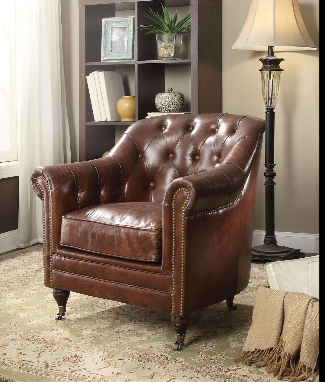 Aberdeen - Chair - Vintage Dark Brown Top Grain Leather - Tony's Home Furnishings