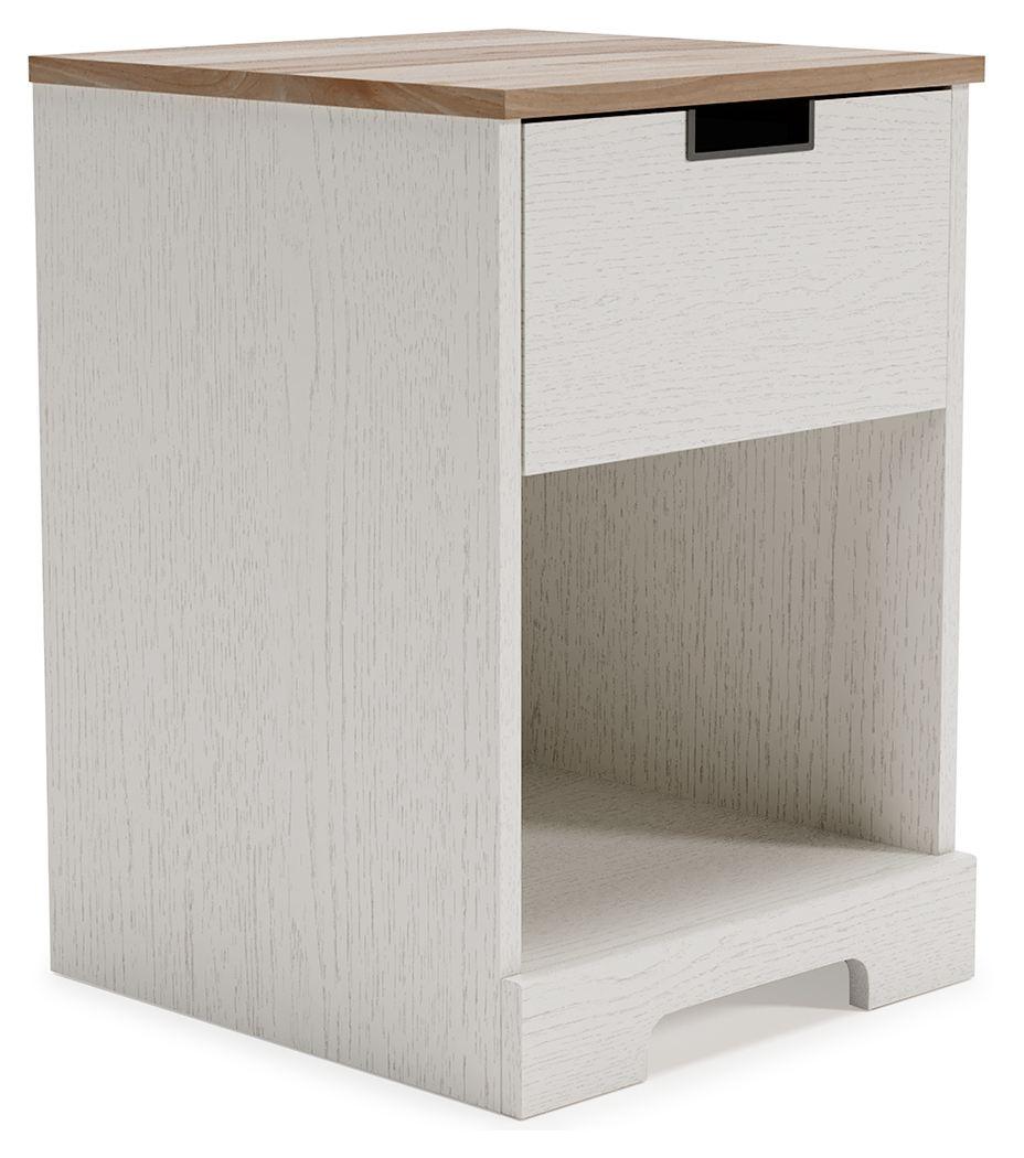 Vaibryn - White / Brown / Beige - One Drawer Night Stand Tony's Home Furnishings Furniture. Beds. Dressers. Sofas.