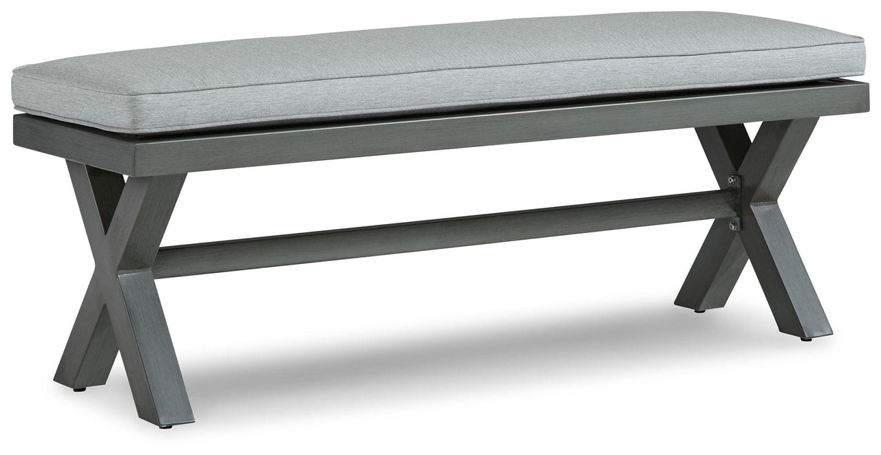 Elite Park - Gray - Bench With Cushion Tony's Home Furnishings Furniture. Beds. Dressers. Sofas.