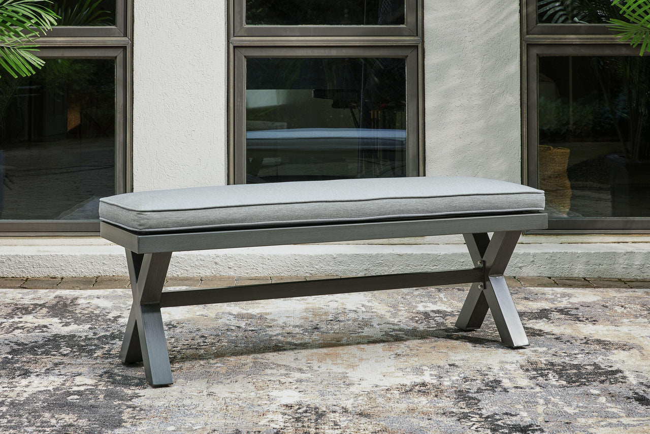 Elite Park - Gray - Bench With Cushion Tony's Home Furnishings Furniture. Beds. Dressers. Sofas.