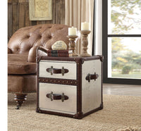 Thumbnail for Aberdeen - End Table - Vintage Dark Brown Top Grain Leather & Aluminum - Tony's Home Furnishings