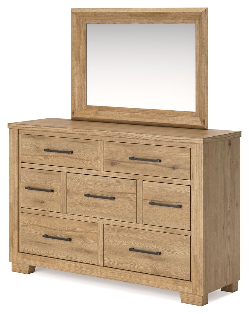 Galliden - Light Brown - Dresser And Mirror - Tony's Home Furnishings