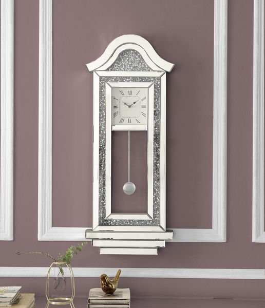 Noralie - Wall Clock - Mirrored & Faux Diamonds - 35" - Tony's Home Furnishings