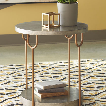 Ranoka - Platinum - Round End Table Signature Design by Ashley® 