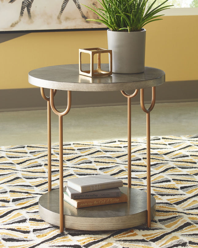 Ranoka - Platinum - Round End Table Signature Design by Ashley® 