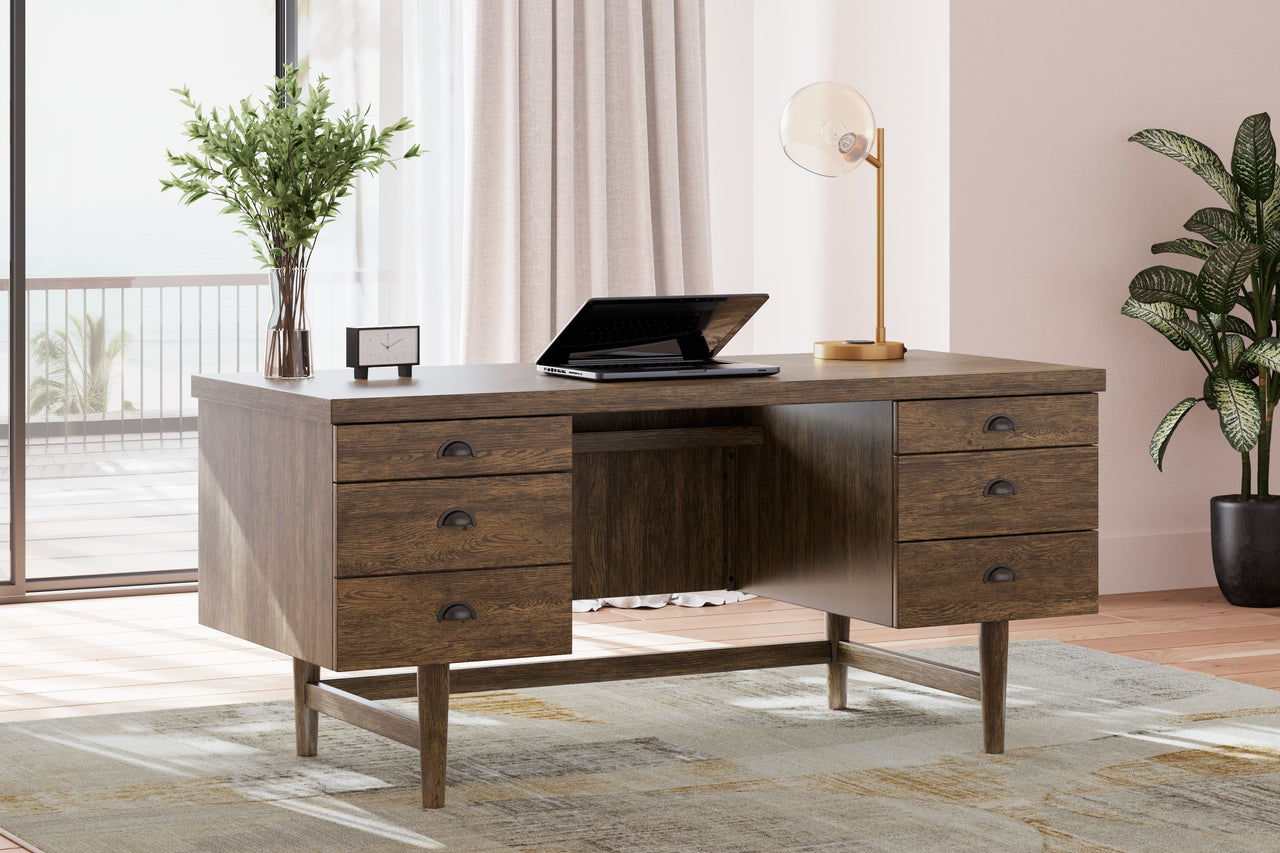 Austanny - Warm Brown - Home Office Desk - Tony's Home Furnishings