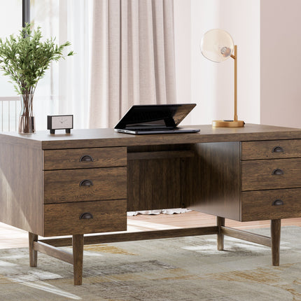 Austanny - Warm Brown - Home Office Desk Signature Design by Ashley® 