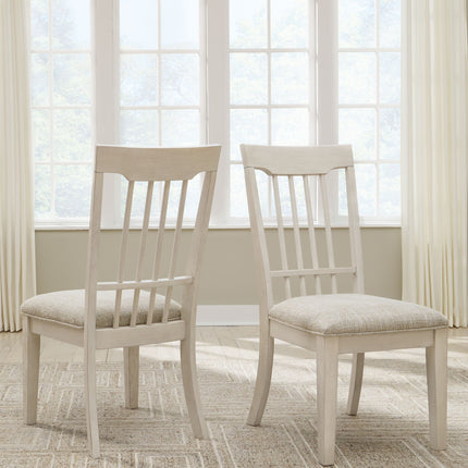 Shaybrock - Antique White / Brown - Dining Upholstered Side Chair (Set of 2) Benchcraft® 