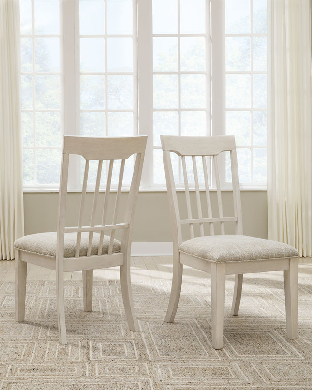 Shaybrock - Antique White / Brown - Dining Upholstered Side Chair (Set of 2) Benchcraft® 