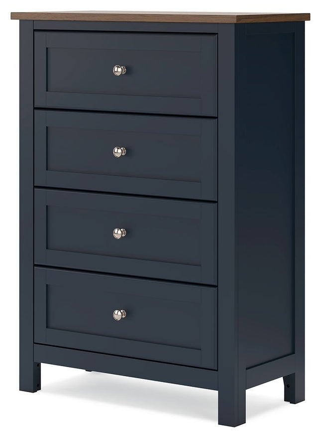 Landocken - Brown / Blue - Four Drawer Chest Signature Design by Ashley® 