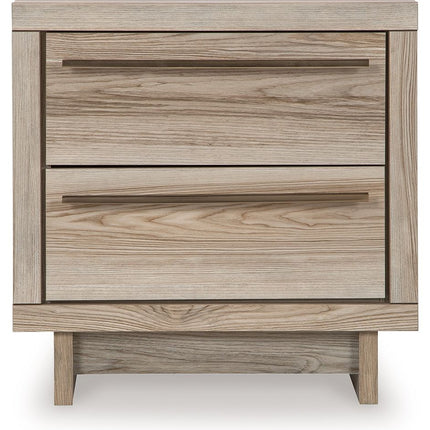 Hasbrick - Tan - Two Drawer Night Stand Signature Design by Ashley® 