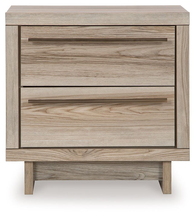 Hasbrick - Tan - Two Drawer Night Stand Signature Design by Ashley® 