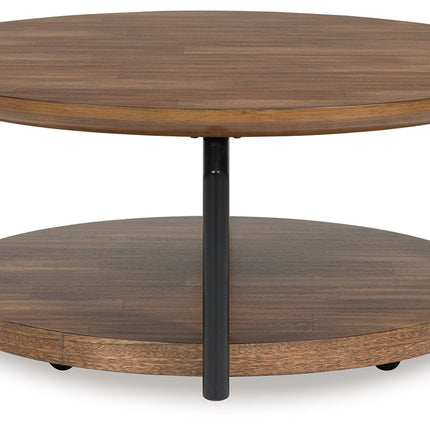 Kraeburn - Brown / Black - Round Cocktail Table Signature Design by Ashley® 