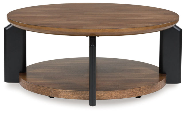 Kraeburn - Brown / Black - Round Cocktail Table Signature Design by Ashley® 