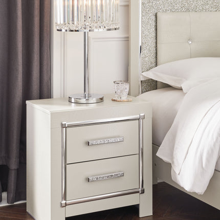 Zyniden - Silver - Two Drawer Night Stand Signature Design by Ashley® 