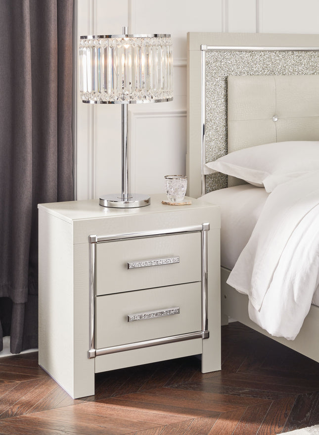 Zyniden - Silver - Two Drawer Night Stand Signature Design by Ashley® 