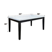 Nolan - Dining Table - White Marble & Salvage Dark Oak ACME 