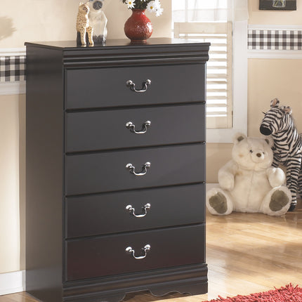 Huey - Black - Five Drawer Chest Ashley Furniture 