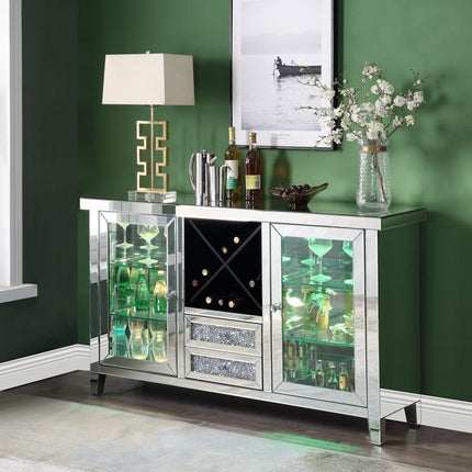 Noralie - Wine Cabinet - Mirrored & Faux Diamonds - 36" ACME 