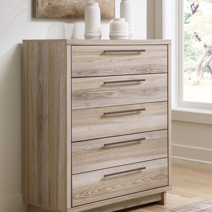 Hasbrick - Tan - Five Drawer Wide Chest Signature Design by Ashley® 