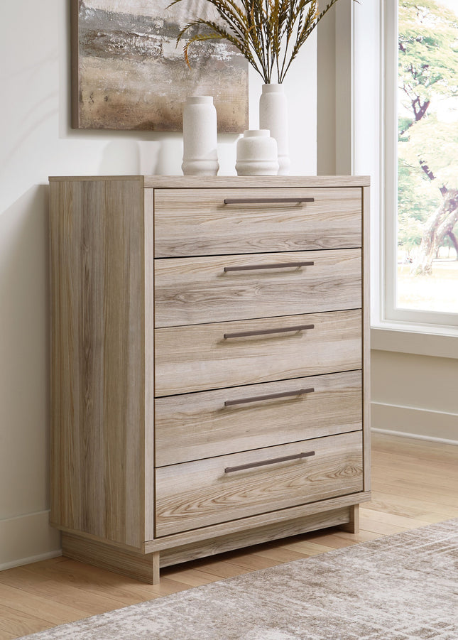 Hasbrick - Tan - Five Drawer Wide Chest Signature Design by Ashley® 