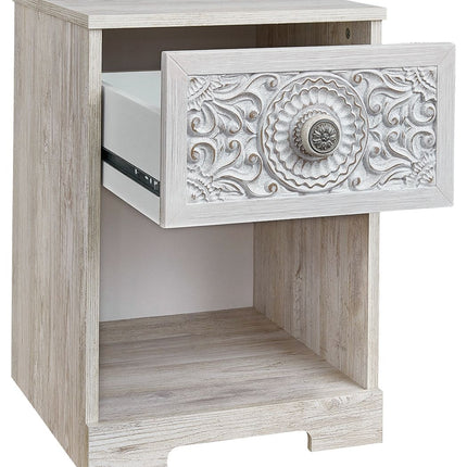 Paxberry - Whitewash - One Drawer Night Stand - Open Cubby Signature Design by Ashley® 