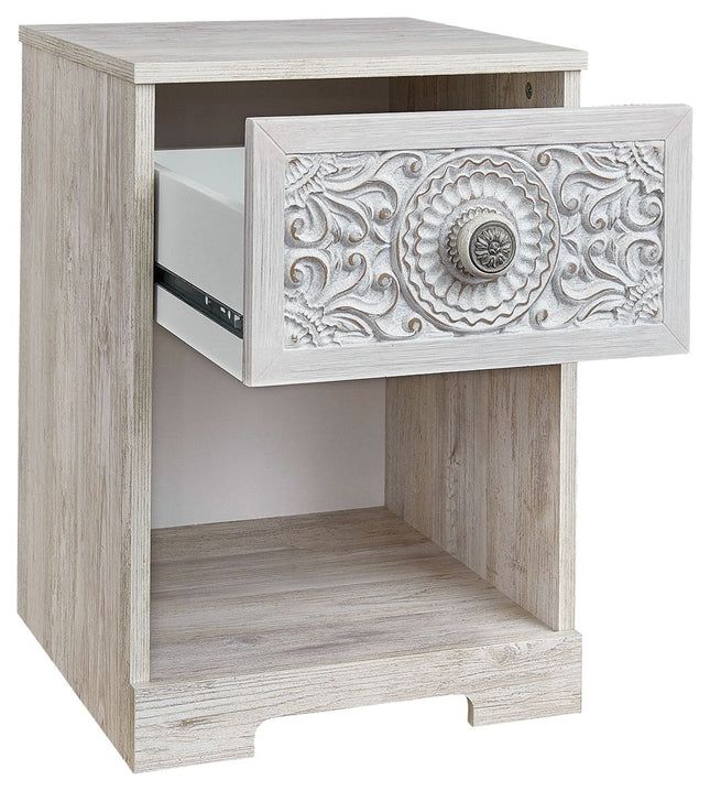 Paxberry - Whitewash - One Drawer Night Stand - Open Cubby Signature Design by Ashley® 