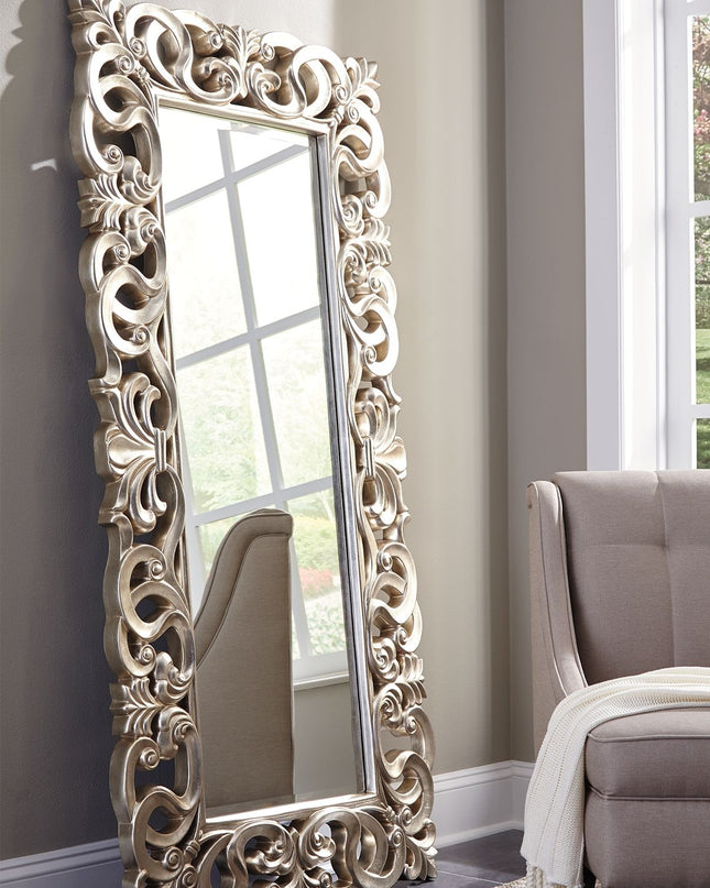 Lucia - Antique Silver Finish - Floor Mirror Ashley Furniture 