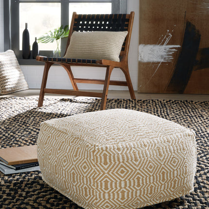 Adamont - Tan / Ivory - Pouf Signature Design by Ashley® 