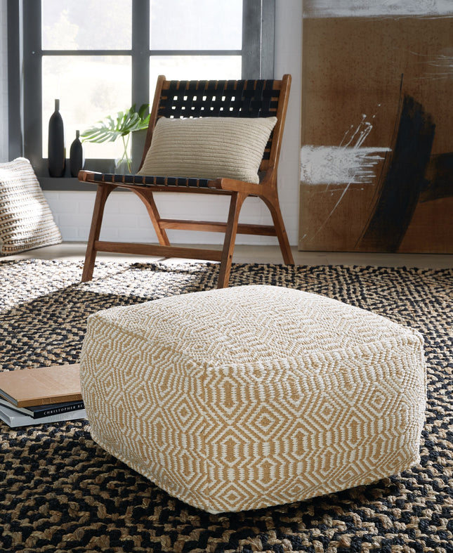 Adamont - Tan / Ivory - Pouf Signature Design by Ashley® 