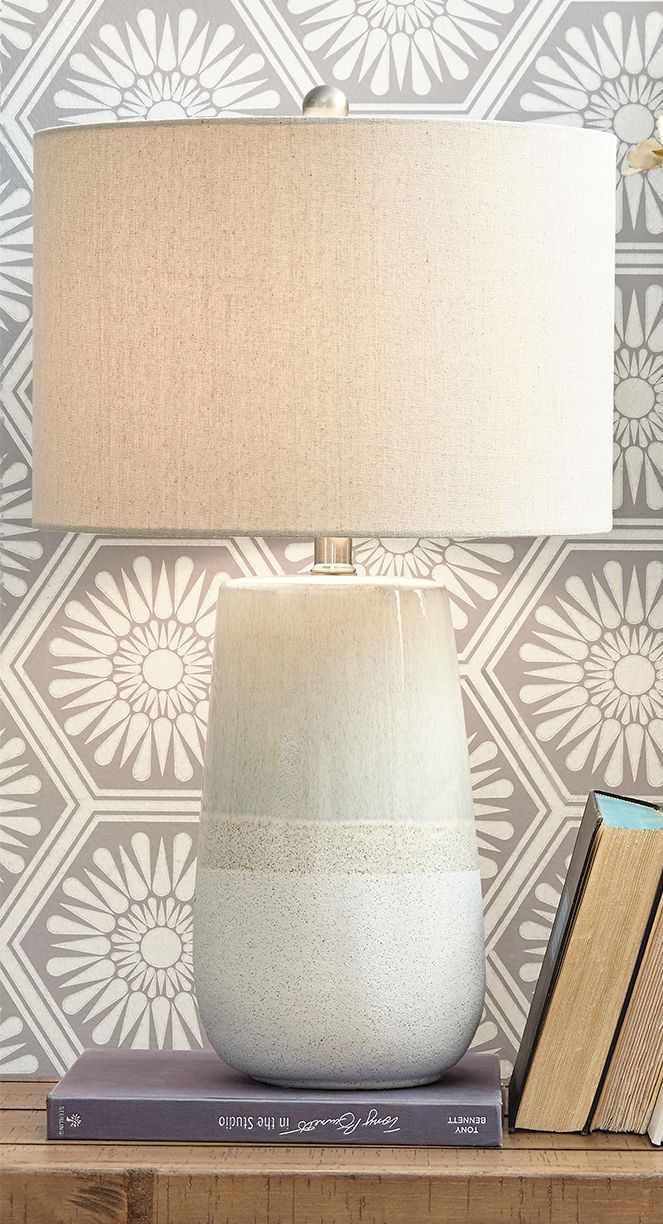 Shavon - Beige / White - Ceramic Table Lamp - Tony's Home Furnishings