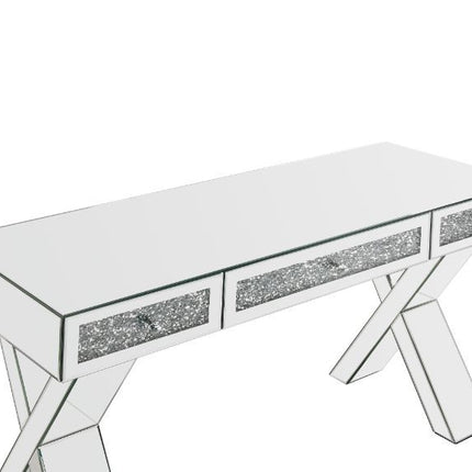 Noralie - Writing Desk - Clear Glass, Mirrored & Faux Diamonds - 32" ACME 