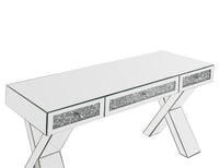 Noralie - Writing Desk - Clear Glass, Mirrored & Faux Diamonds - 32