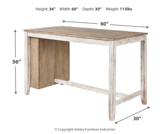 Skempton - White - Rectangular Counter Table With Storage Signature Design by Ashley® 