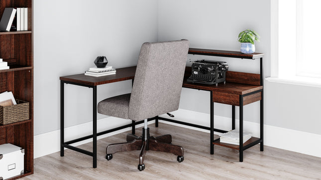 Camiburg - Warm Brown - L-desk With Storage Ashley Furniture 