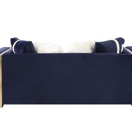 Virrux - Loveseat - Blue Velvet & Gold Finish ACME 