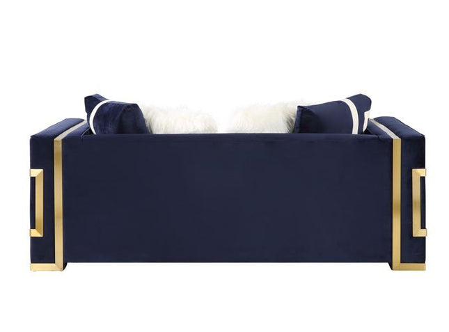 Virrux - Loveseat - Blue Velvet & Gold Finish ACME 