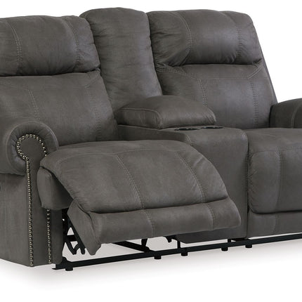 Austere - Gray - Dbl Rec Loveseat W/Console Ashley Furniture 