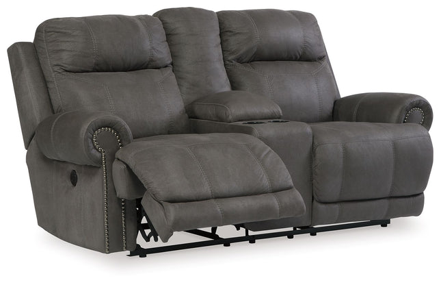 Austere - Gray - Dbl Rec Loveseat W/Console Ashley Furniture 