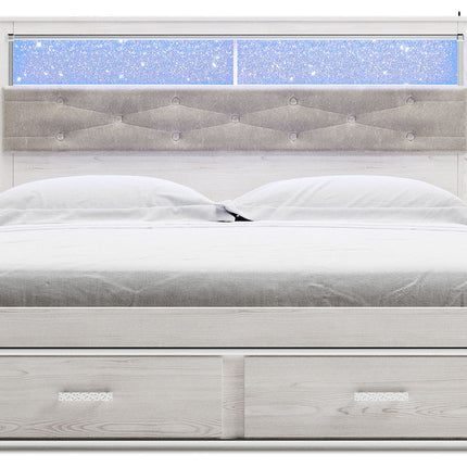 Altyra - White - King Upholstered Bookcase Bed With Storage Signature Design by Ashley® 