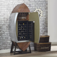 Brancaster - Wine Cabinet - Retro Brown Top Grain Leather & Aluminum - Tony's Home Furnishings