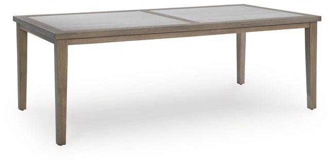 Rainier Ranch - Brown / Beige - Rectangle Dining Table With Umbrella Option Signature Design by Ashley® 