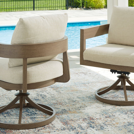 Serene Bay - Dark Brown / White - Swivel Chair With Cushion (Set of 2) Signature Design by Ashley® 