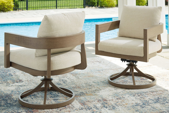 Serene Bay - Dark Brown / White - Swivel Chair With Cushion (Set of 2) Signature Design by Ashley® 